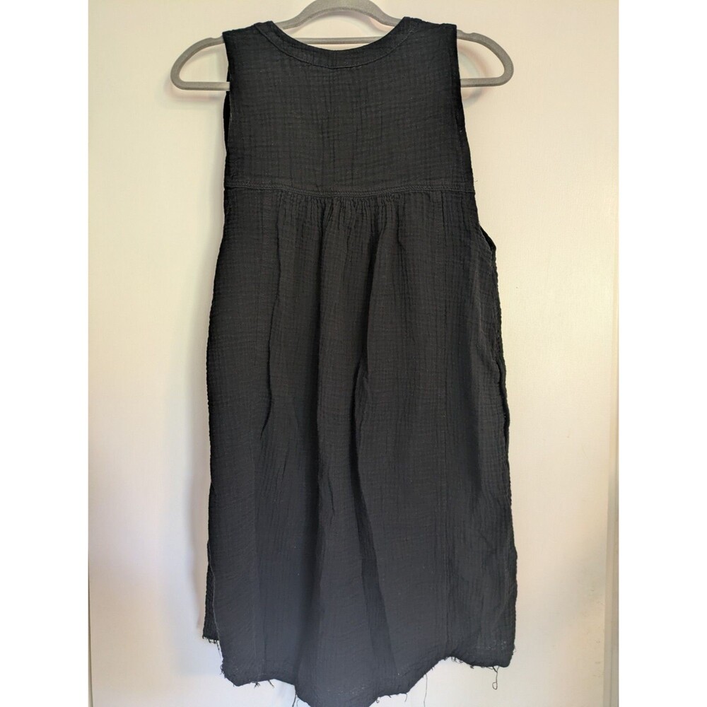 Uncle Frank Dress Mini Sleeveless Black Small/Medium 100% Cotton Gauze Vneck - Picture 2 of 6